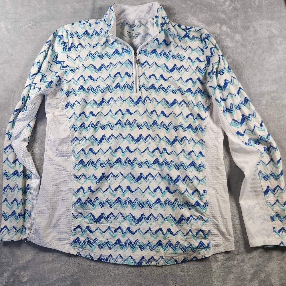 San Soleil Women's 1/4 Zip Sun‎ Protection UV 50 Cooling Top XL White Golf